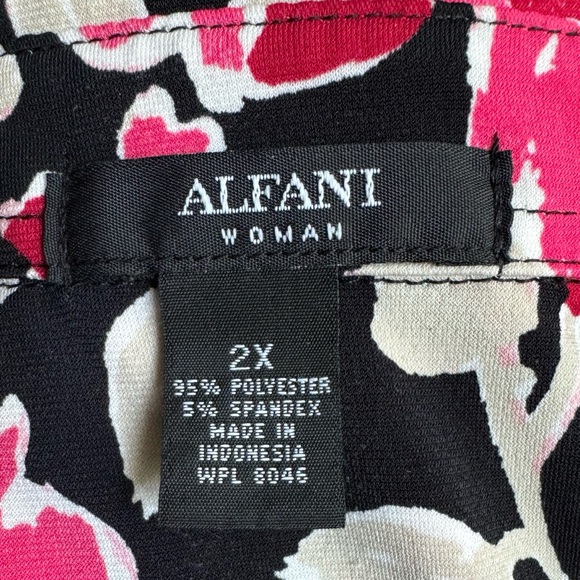 Alfani Tunic Collared Long Sleeve Black & Pink Floral  Size 2X - Picture 13 of 16